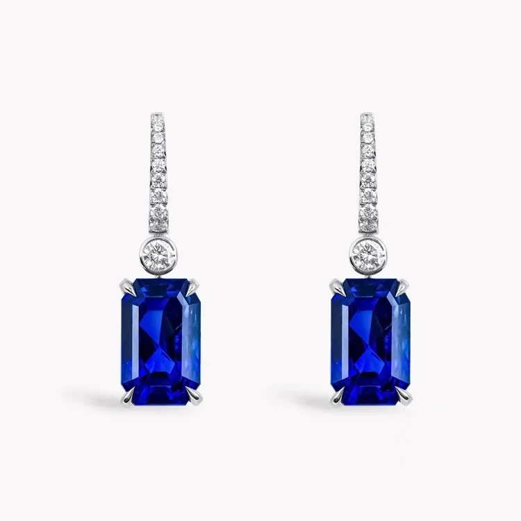 Masterpiece 13.37ct Sri Lankan Sapphire and Diamond Drop Earrings in 18ct White Gold.jpg