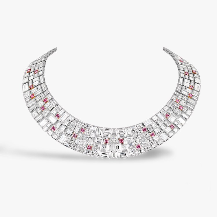 Masterpiece Mosaic Pink Diamond Necklace in Platinum and 18ct Rose Gold
