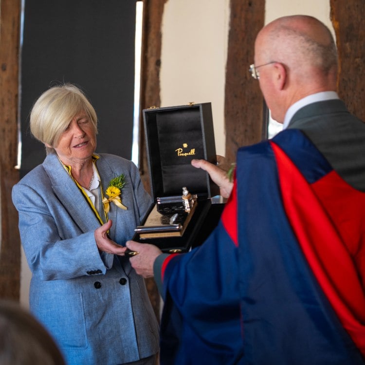 Patsy Rodenburg receiving the Pragnell Shakespeare Award