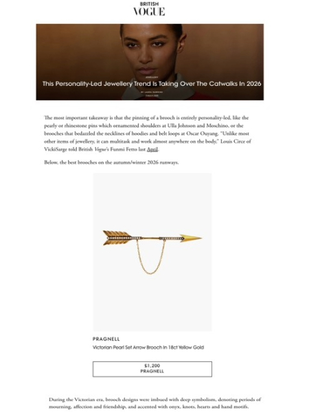 British Vogue - Victorian Arrow Brooch