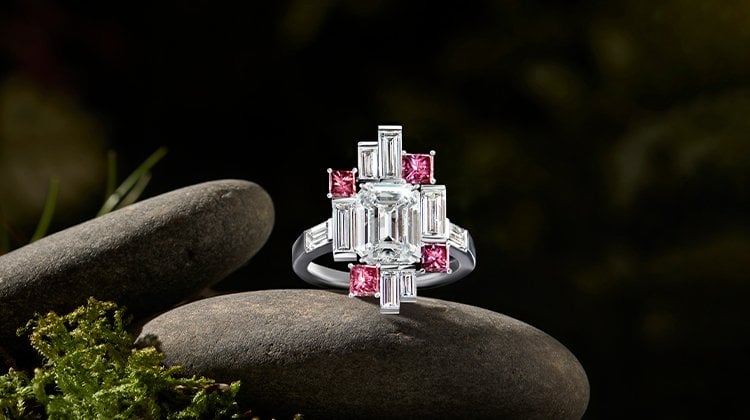 A Mosaic Pink & White Diamond Ring