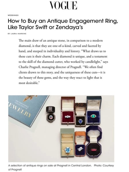 Vintage engagement rings in British Vogue