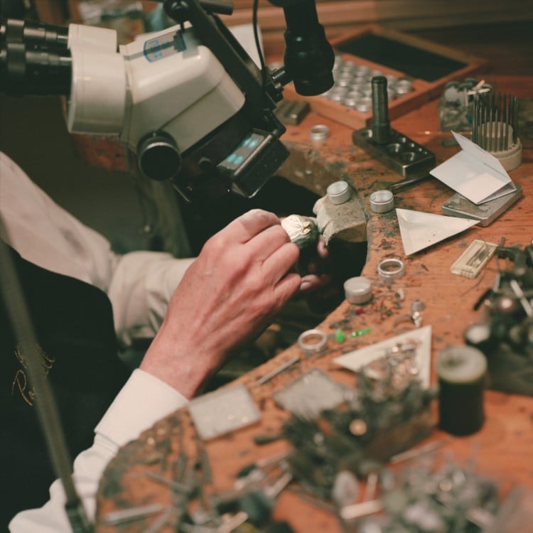 Jewellery restoration work being carried out in the Pragnell workshop