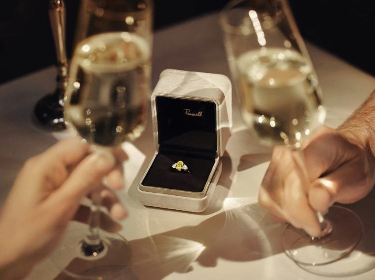 Couple toasting getting engaged
