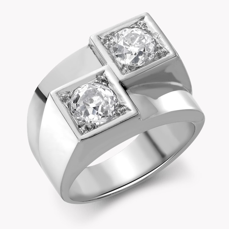 Art Deco Boivin Chevalier Style Ring 1.24ct in 18ct White Gold - Old Cut, Grain Set