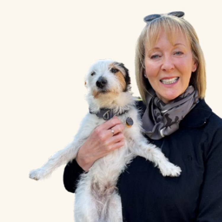 Mayor of Stratford-upon-Avon holding a dog at the charity event