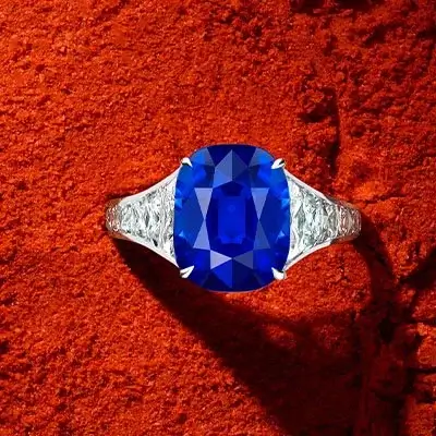 Kashmir Sapphire and Diamond ring