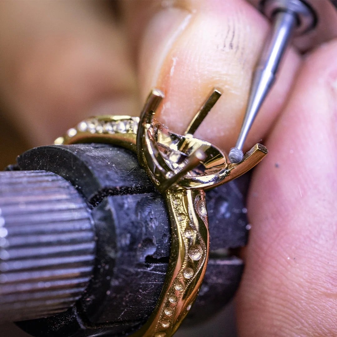 Kitulo garnet being handcrafted into fine jewellery by British artisans
