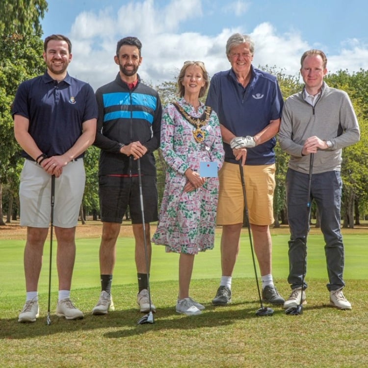 Pragnell representatives and the Mayor at the charity golf day