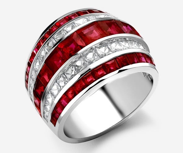 Manhattan diamond and ruby ring
