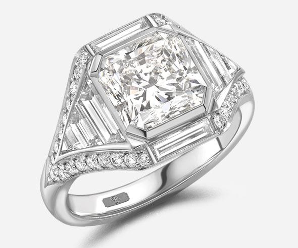 Mixed cut diamond ring